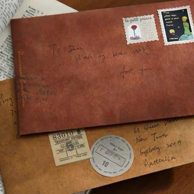 2025. gada Ins govs ādas vintage aploksne Ins stila aploksne Sense Artistic Simple Pateicības vēstule Govs ādas romantiska aploksne