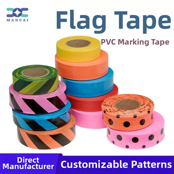 Gamykloje pritaikyta PVC vėliavos juosta be klijų, fluorescencinė juostelė, medis, žyminti lauko identifikavimo juostą