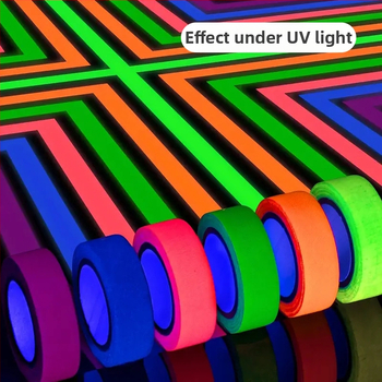 UV-fluoreszkáló szövetszalag, fotózási csapat jelölő kellékei, színpadi pozicionáló jelölés, számozás, nagy tapadású, kopásálló szövetmintázó szalag