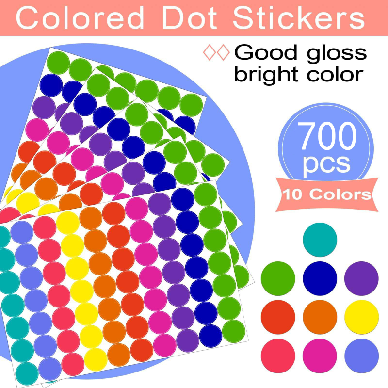 Színes matrica pöttyös matrica óvodai színes kézzel írott üres pecsét matrica kerek pecsét címke matrica