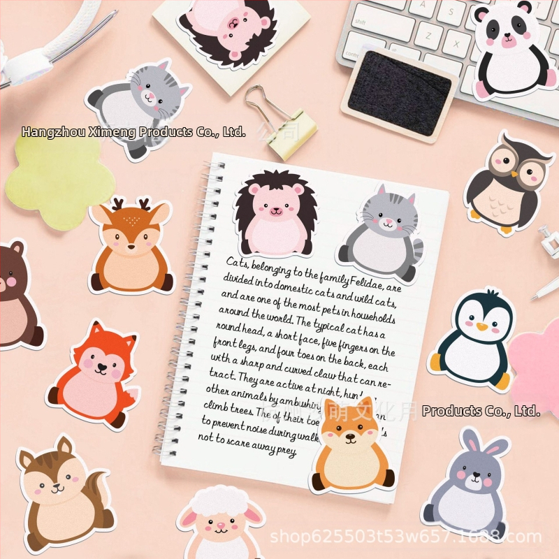 UB037 Стикери за самозалепващи се горски животни със специална форма, стикер за канцеларски материали, стикер за наръчник с охлюв, таралеж, зайче