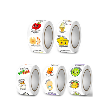 1000 matrica/5 tekercs, 6,0 hüvelykes különböző aranyos matricák, gyümölcsmatricák, iskolai jutalomcímke matricák