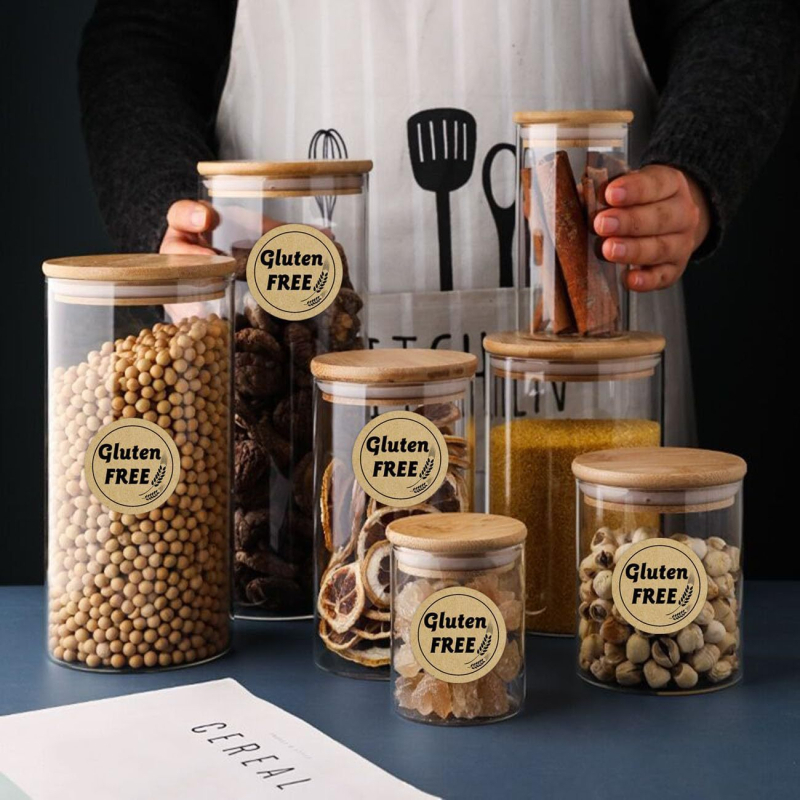 Amazon határokon átnyúló forró akció 1 hüvelykes gluténmentes barna kraftpapír matrica egyedi nagykereskedelem