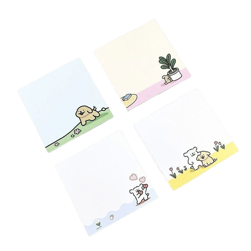 Lipnus animacinio stiliaus šuniuko užrašų lapelis, mielas, kūrybingas, išvaizdus mergaitės mokymosi užrašų lapelis