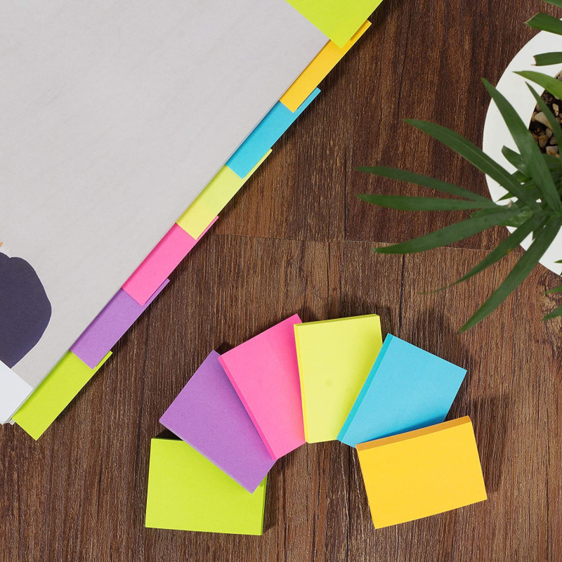 Tehase fluorestseeruvad 38 * 50MM kleepmärkmed, 24 mini N-kordset kleebist, 75 lehekülge, kombineeritud ülikonnavärvi märkmed, hulgimüük