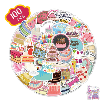 100 naljepnica za rođendanske torte, ukrasne naljepnice za skuter, bilježnicu, prtljagu, gitaru, čašu za vodu, vodootporne naljepnice, veleprodaja