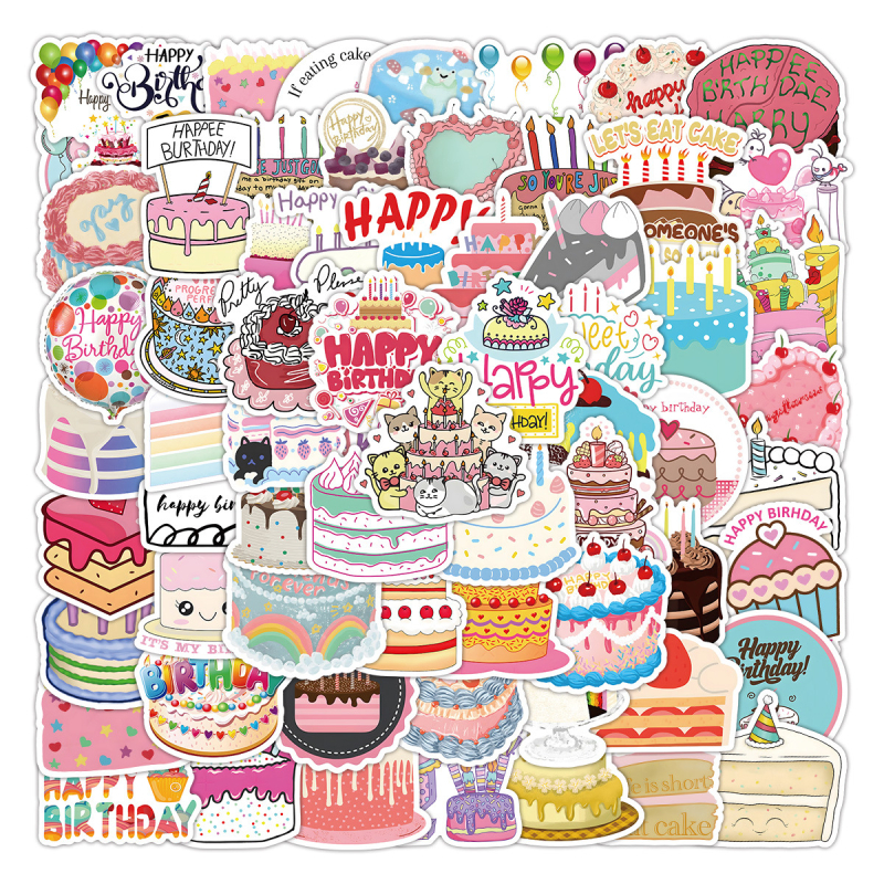 100 naljepnica za rođendanske torte, ukrasne naljepnice za skuter, bilježnicu, prtljagu, gitaru, čašu za vodu, vodootporne naljepnice, veleprodaja