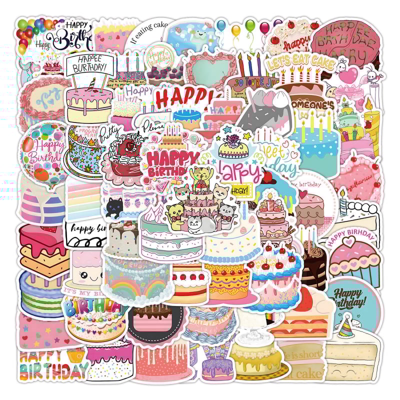 100 naljepnica za rođendanske torte, ukrasne naljepnice za skuter, bilježnicu, prtljagu, gitaru, čašu za vodu, vodootporne naljepnice, veleprodaja
