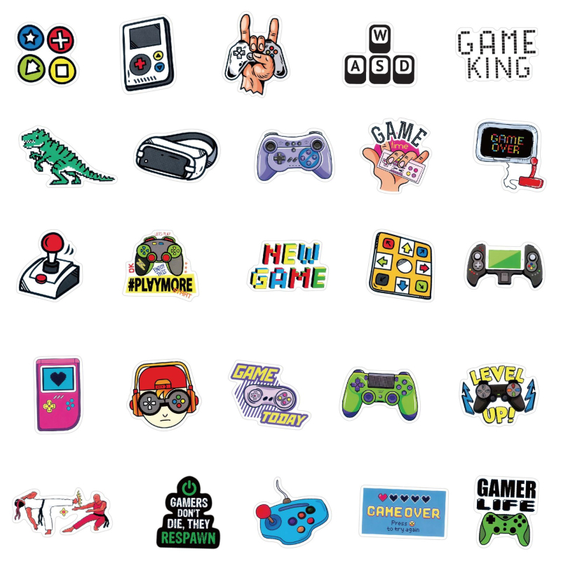 50 klassikalist mängumasina grafitikleebist, koomiksigrafitikleebist, autokere kleebist, isikupärastatud arvutikitarri pagasikleebist