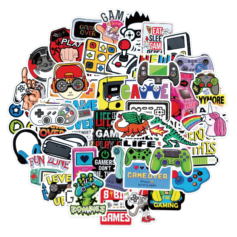 50 klassikalist mängumasina grafitikleebist, koomiksigrafitikleebist, autokere kleebist, isikupärastatud arvutikitarri pagasikleebist