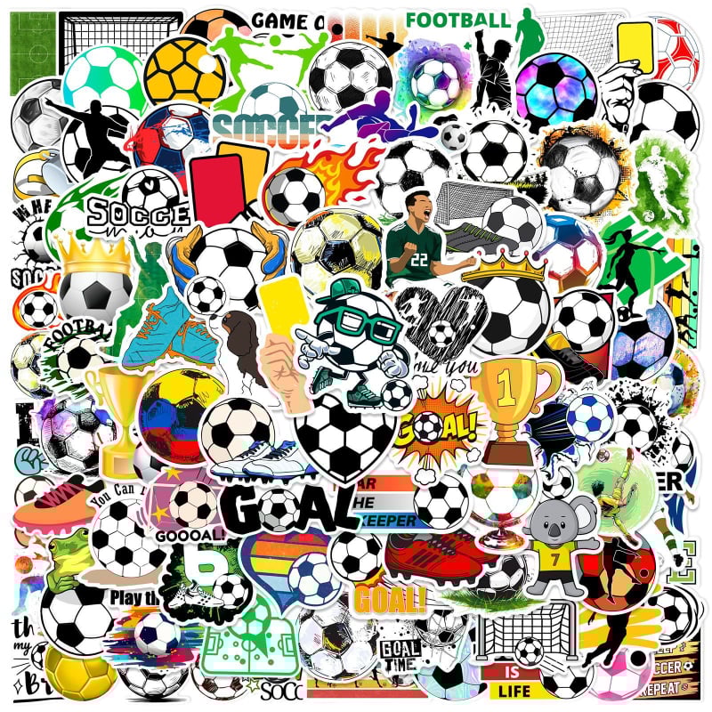 100 de autocolante sportive de fotbal cu desene animate, detașabile, DIY, pentru trotinetă, cană, caiet, autocolante pentru cască, en-gros