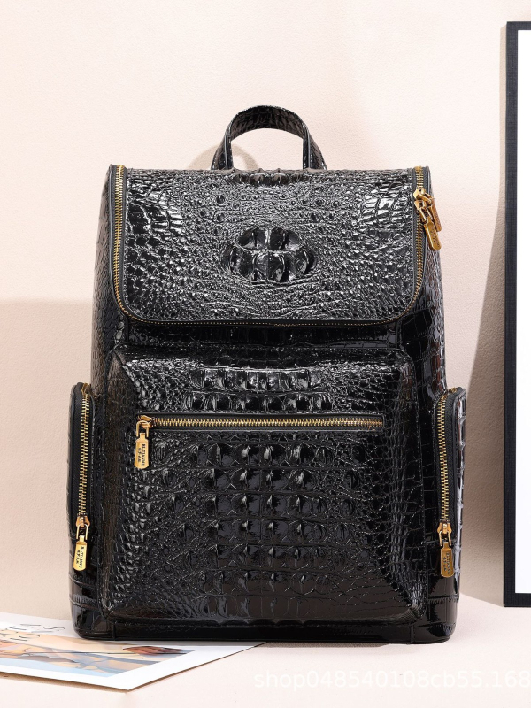 Tailandietiška krokodilo odos kuprinė, unisex, didelės talpos, verslo, kompiuterio, kelionių, daugiafunkcinė, madinga, lengva, prabangi, madinga