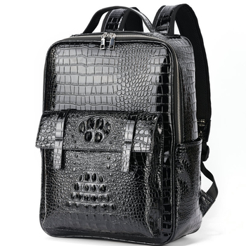 Uus vabaaja meeste seljakott must trendikas lahe krokodilliline õlakott õuearvuti seljakott