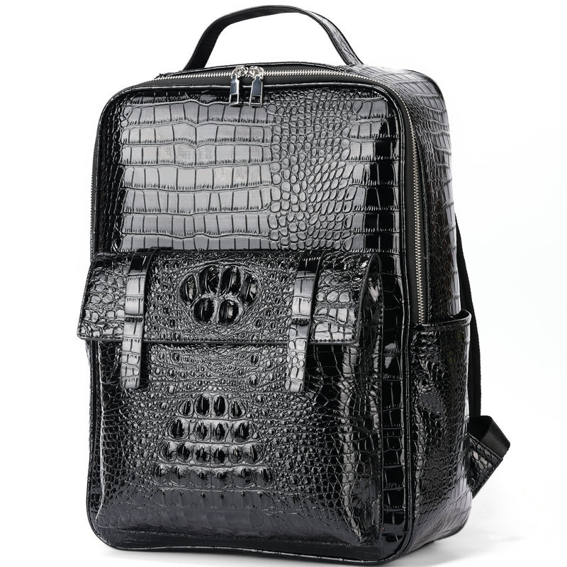 Uus vabaaja meeste seljakott must trendikas lahe krokodilliline õlakott õuearvuti seljakott