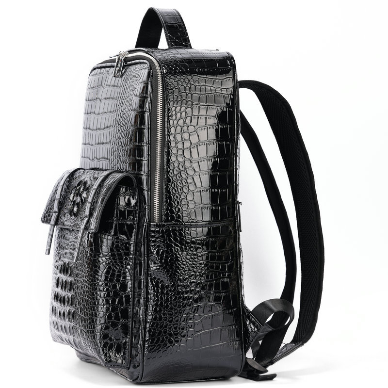 Uus vabaaja meeste seljakott must trendikas lahe krokodilliline õlakott õuearvuti seljakott