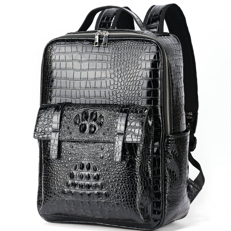 Uus vabaaja meeste seljakott must trendikas lahe krokodilliline õlakott õuearvuti seljakott