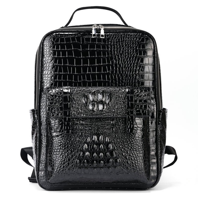 Uus vabaaja meeste seljakott must trendikas lahe krokodilliline õlakott õuearvuti seljakott