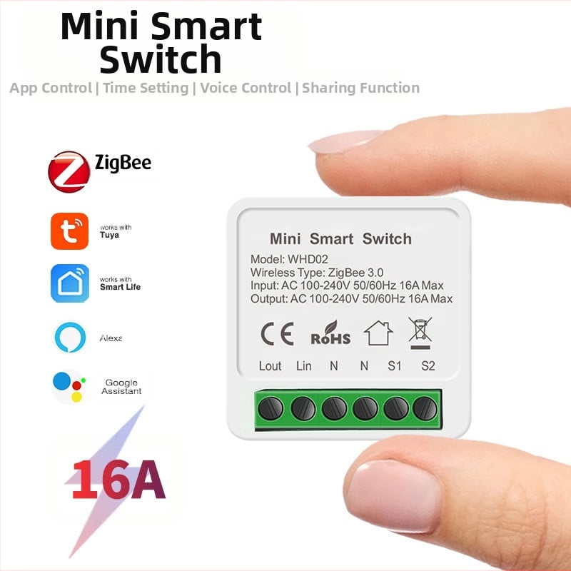 Tuya Zigbee Smart Switch On/Off Device App Voice Wireless Control скрит единичен превключвател с двоен контрол