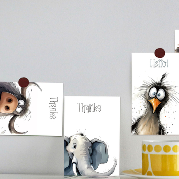 15 tk/komplekt maalitud loomade õnnitluskaartide seeria loomingulised seinakleebised isikupärastatud kaunistused isetegemise toa magamistoa graffiti seinakleebised