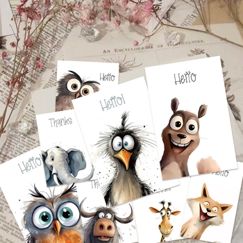 15 tk/komplekt maalitud loomade õnnitluskaartide seeria loomingulised seinakleebised isikupärastatud kaunistused isetegemise toa magamistoa graffiti seinakleebised