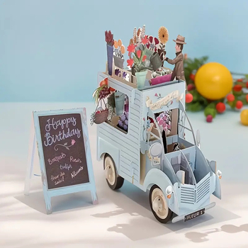 Tehase otsene kolmemõõtmeline õnnitluskaart, ujuk, armastaja sünnipäeva õnnitluskaart, eripaberist käsitsi valmistatud postikulu