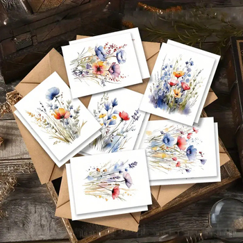 Ευχετήριες κάρτες με λουλούδια και φακέλους σε 6 στυλ, Ευχαριστήριες κάρτες για όλες τις περιστάσεις, Ευχαριστήριες κάρτες με φυτά