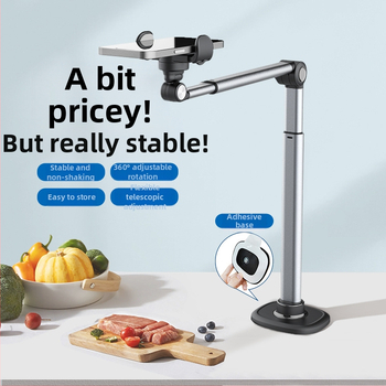 Mobiliojo telefono tiesioginės transliacijos viršutinis stovas, aliuminio lydinys, 360 laipsnių sukimasis, teleskopinis reguliavimas, lovos galvūgalis su lanksčia staline tiesioginės transliacijos programėle