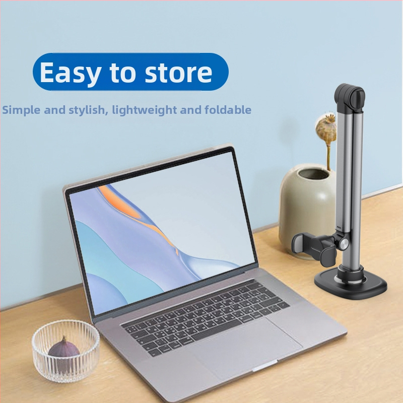 Стойка за стрийминг на живо с мобилен телефон, алуминиева сплав, въртене на 360 градуса, телескопично регулиране, гъвкава табла за легло, устройство за стрийминг на живо с функция за настолно ползване.