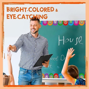 Bosimi táblára való matricák, szivárványos öntapadós matrica keret matricák iskolai szezonra, színes dekoratív matricák tanterembe