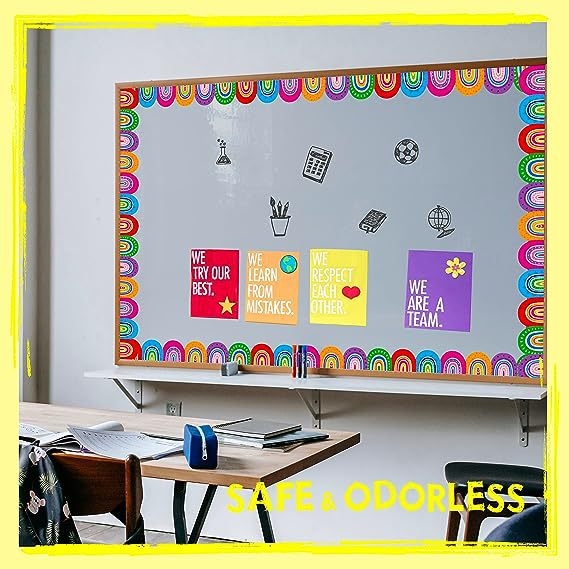 Bosimi táblára való matricák, szivárványos öntapadós matrica keret matricák iskolai szezonra, színes dekoratív matricák tanterembe