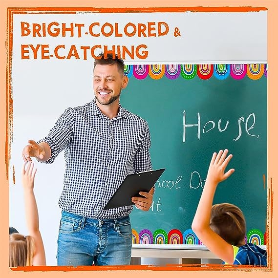 Bosimi táblára való matricák, szivárványos öntapadós matrica keret matricák iskolai szezonra, színes dekoratív matricák tanterembe