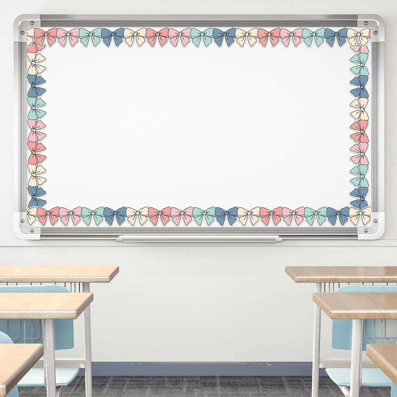 Värviline lipsusõlmega teadetetahvli ääris, pastellne lipsusõlmega stantsitud ääris, kontori-, klassiruumi- ja tahvlikaunistused