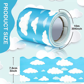 Amazon kék ég és fehér felhők hirdetőtábla matrica tanterem ajtókeret divatos dekoratív címke legyező alakú öntapadós matrica