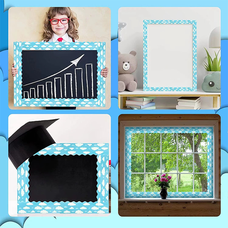 Amazon kék ég és fehér felhők hirdetőtábla matrica tanterem ajtókeret divatos dekoratív címke legyező alakú öntapadós matrica