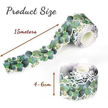 Amazoni kuum müük eukalüptilehtede mustriga äärise teadetetahvli dekoratiivne kleebis isekleepuv rull tugeva värskuse loomiseks