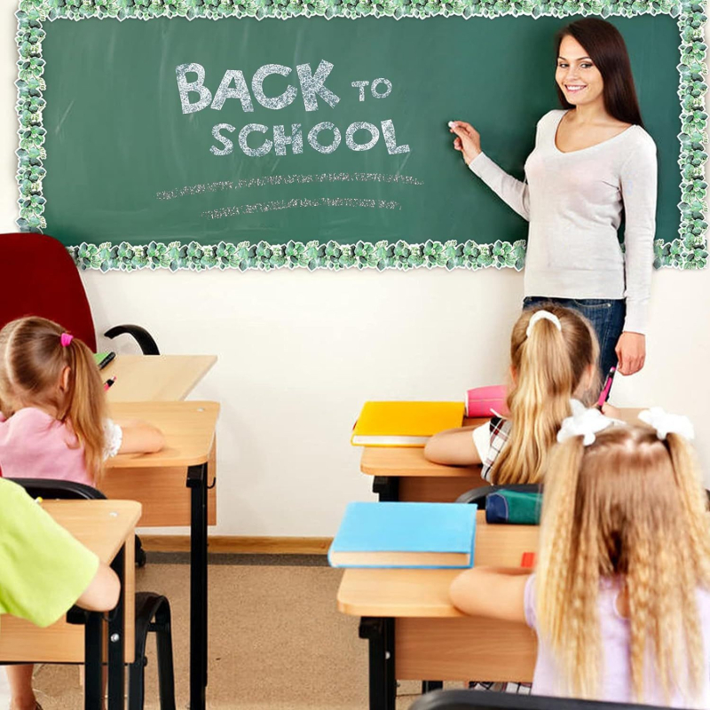 Amazoni kuum müük eukalüptilehtede mustriga äärise teadetetahvli dekoratiivne kleebis isekleepuv rull tugeva värskuse loomiseks