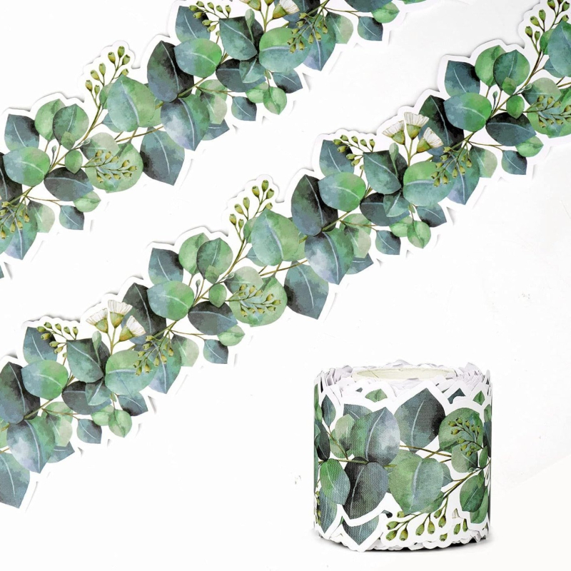 Amazoni kuum müük eukalüptilehtede mustriga äärise teadetetahvli dekoratiivne kleebis isekleepuv rull tugeva värskuse loomiseks
