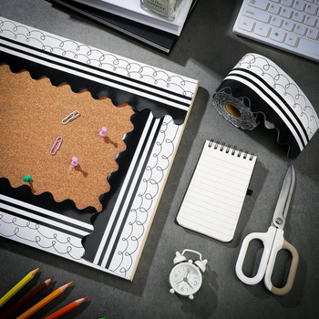 Boheemlaslikus stiilis teadetetahvli äärise kaunistuskleebis, isekleepuv rull, sobib kooliklassi tahvli kaunistamiseks