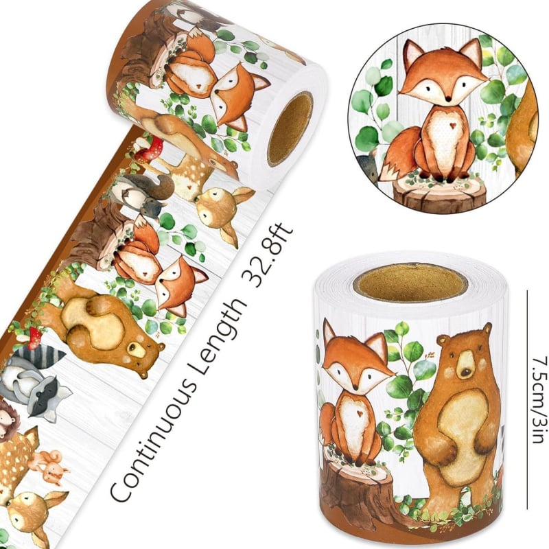 Lábfejek Erdei lények Hirdetőtábla Keret Erdei állatok Kivágott Hirdetőtábla Csíkos Aranyos Dzsungel Téma Tekercs