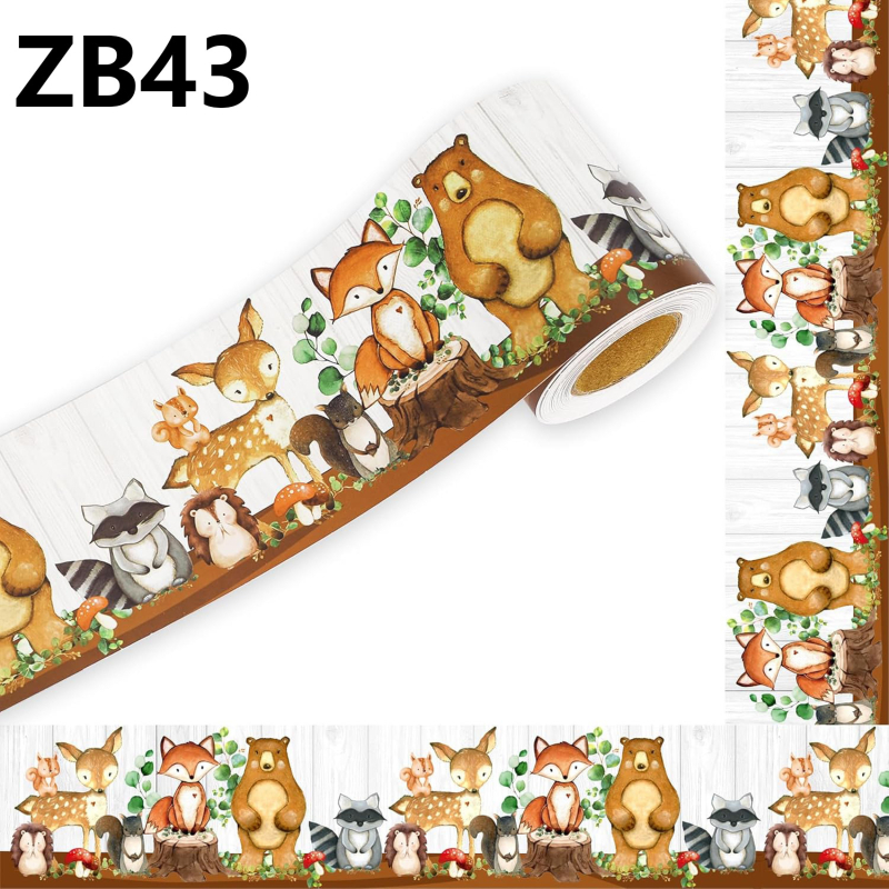 Lábfejek Erdei lények Hirdetőtábla Keret Erdei állatok Kivágott Hirdetőtábla Csíkos Aranyos Dzsungel Téma Tekercs