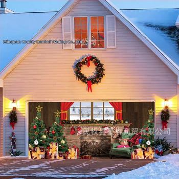 Pārrobežu jauns Ziemassvētku garāžas durvju karoga audums Ziemassvētku sienas plīts svētku ballītes rotājums fona audums
