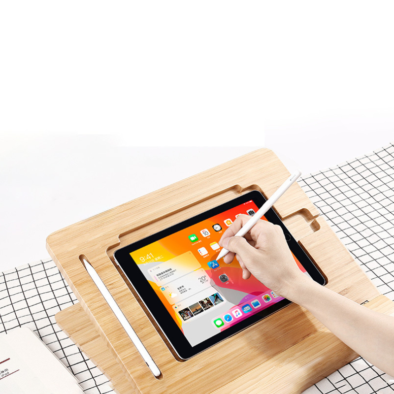 Bambukinis planšetinio kompiuterio stovas, reguliuojamas mobiliojo telefono, planšetinio kompiuterio įkrovimo stovas, „Illustrator“ elektroninės piešimo lentos palaikymas