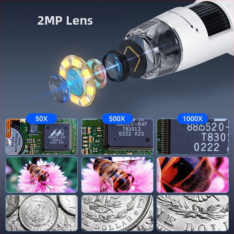 Нов 4,3-инчов 1000 пъти висока разделителна способност дигитален микроскоп, мобилен телефон, часовник за поддръжка, биологичен експериментален инструмент
