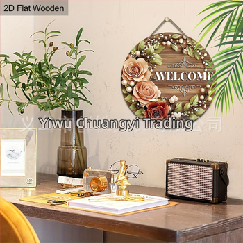 Διακοσμητική ξύλινη στρογγυλή πινακίδα σε αμερικανικό στιλ για την πόρτα καλωσορίσματος, κρεμαστή για διακόσμηση τοίχου σπιτιού