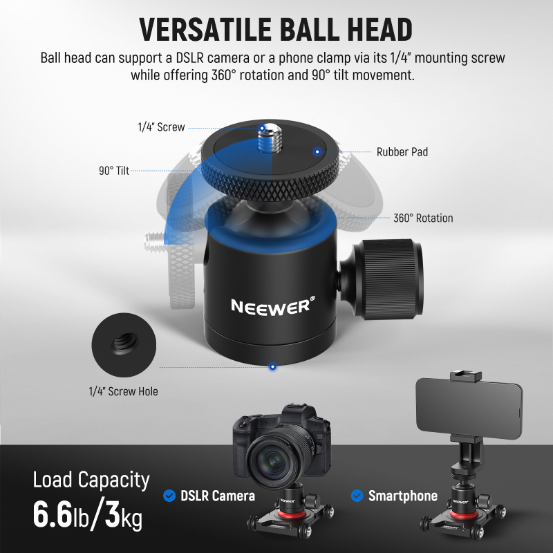 Newel Sd001 mobiiltelefonide fotograafia liugkaamera panoraamimise/kallutamise mobiiltelefoniklambriga, vaikne lauaarvuti mikro-peegelkaamera
