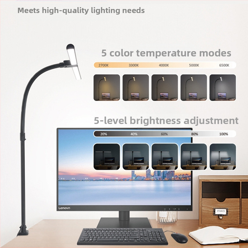 Täisspektriga laualamp õpilaste silmade kaitseks, riikliku AAA-klassi sertifitseeritud klambriga lamp õppimiseks, spetsiaalne lugemislaualamp