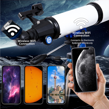 Naujas 80500 baltas didelės diafragmos teleskopas. Didelės raiškos, didelio galingumo žvaigždžių stebėjimas, pasaulio stebėjimas, dvigubos paskirties, tarpvalstybinis meistriškumas.