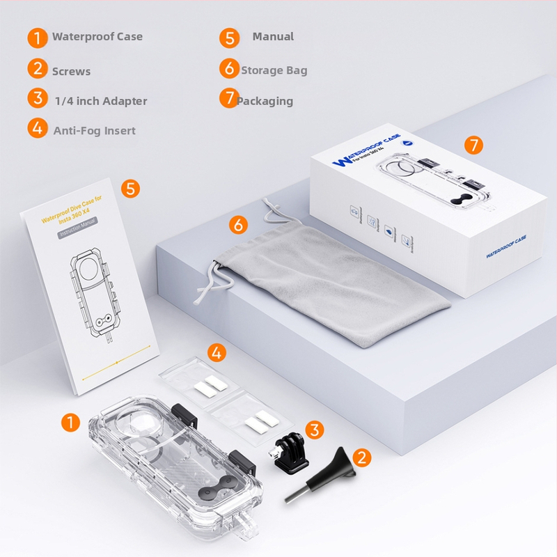 Vhodné pre Shadowstone Insta360X4 Vodotesný kryt Panoramatický akčný fotoaparát Príslušenstvo Neviditeľný potápačský ochranný kryt