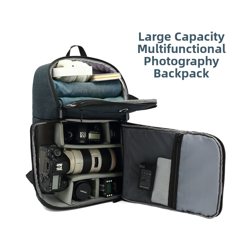 Τσάντα φωτογραφικής μηχανής SLR, σακίδιο πλάτης για φωτογραφία, μεγάλη χωρητικότητα, πολυλειτουργική, αδιάβροχη, βελούδινη επένδυση από ύφασμα, απευθείας πωλήσεις από το εργοστάσιο