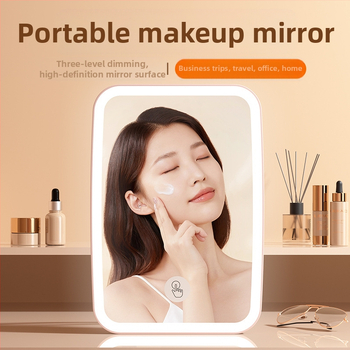 Kozmetikai tükör újratölthető LED-es lámpával, púderes rúzs, kettős célú, nagyított szépségtükör, kézi, kétoldalas, összecsukható, hordozható